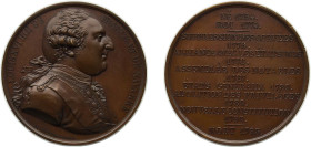 France Kingdom 1835-1840 Medal - Louis Philippe I (Kings of France - Louis XVI), Caqué.F. -Official engraver of Emperor Napoleon III Bronze 65.44g BU