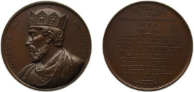 France Kingdom 1838 Medal - Louis Philippe I (Kings of France - Lothaire), Caqué.F. -Official engraver of Emperor Napoleon III Bronze 70.41g BU