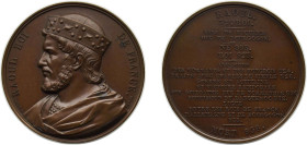 France Kingdom 1839 Medal - Louis Philippe I (Kings of France - Raoul), Caqué.F. -Official engraver of Emperor Napoleon III Bronze 67.83g BU