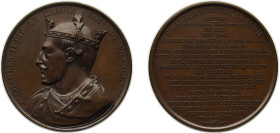 France Kingdom 1839 Medal - Louis Philippe I (Kings of France - Charles II), Caqué.F. -Official engraver of Emperor Napoleon III Bronze 65.56g BU