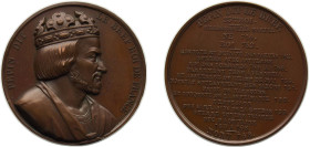 France Kingdom 1839 Medal - Louis Philippe I (Kings of France - Pepin), Caqué.F. -Official engraver of Emperor Napoleon III Bronze 71.77g BU