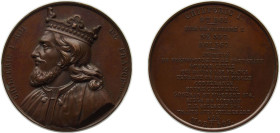 France Kingdom 1840 Medal - Louis Philippe I (Kings of France - Chilperic I), Caqué.F. -Official engraver of Emperor Napoleon III Bronze 73.32g BU