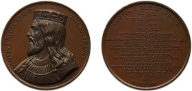 France Kingdom 1840 Medal - Louis Philippe I (Kings of France - Clovis I), Caqué.F. -Official engraver of Emperor Napoleon III Bronze 72.91g BU