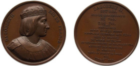 France Kingdom 1840 Medal - Louis Philippe I (Kings of France - Dagobert II), Caqué.F. -Official engraver of Emperor Napoleon III Bronze 72.11g BU