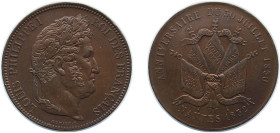 France Kingdom ND (1832) Medal - Louis Philippe I (Anniversaire du 30 juillet 1830, Nantes 1832) Copper 24.7g AU Feu 324