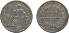 French Indochina French colony 1898 A 1 Piastre Silver (.900) (Copper .100) Paris Mint (4304000) 27g VF KM 5a.1