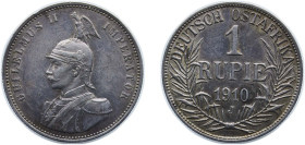 German East Africa German colony 1910 J 1 Rupie - Wilhelm II Silver (.917) Hamburg Mint (270000) 11.664g AU KM 10 Schön 13