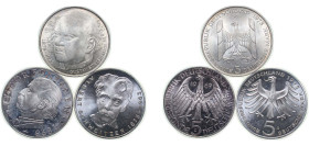 Germany Federal Republic of Germany 1969-1978 5 Deutsche Mark (3 Lots) Silver (.625) BU