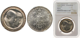 Germany Kingdom of Württemberg Second Empire 1911 F 3 Mark - William II (Wedding Anniversary) Silver (.900) Stuttgart Mint (493000) 16.67g NGC MS 64 K...