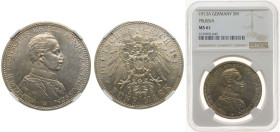 Germany Kingdom of Prussia Second Empire 1913 A 5 Mark - William II Silver (.900) Berlin Mint (1960000) 27.77g NGC MS 61 KM 536 J 114 Dav GT III 791