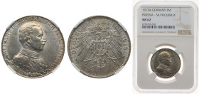 Germany Kingdom of Prussia Second Empire 1913 A 2 Marks - William II (Reign) Silver (.900) Berlin Mint (1500000) 11.111g NGC MS 62 KM 533 J 111