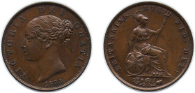 Great Britain United Kingdom 1854 ½ Penny - Victoria (1st portrait) Copper (12354000) 9.45g AU KM 726 Sp 3949