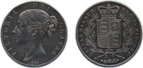 Great Britain United Kingdom 1845 1 Crown - Victoria (1st portrait) Silver (.925) (159100) 28g XF Cleaned KM 741 Sp 3882