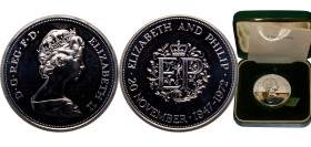 Great Britain United Kingdom 1972 25 New Pence - Elizabeth II (Silver Wedding; Silver Proof) Silver (.925) Royal Mint (100000) 28.28g PF KM 917a Sp LL...