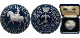 Great Britain United Kingdom 1977 25 New Pence - Elizabeth II (Silver Jubilee; Silver Proof) Silver (.925) Royal Mint (377000) 28.28g PF KM 920a Sp LL...
