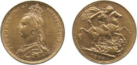Great Britain United Kingdom 1890 1 Sovereign - Victoria (2nd portrait) Gold (.9167) (6529800) 7.99g AU KM 767 Sp 3866