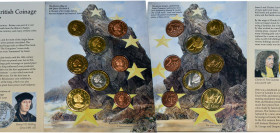 Great Britain United Kingdom 2002 Trial Essai Prueba Pattern Euro Coin BU Set BU