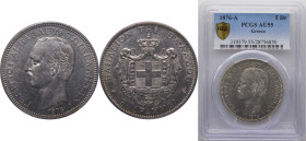 Greece Kingdom 1876 A 5 Drachmai - George I (2nd portrait) Silver (.900) Paris Mint (1895000) 25g PCGS AU 55 KM 46