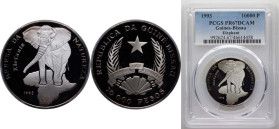 Guinea-Bissau Republic 1993 10 000 Pesos (Elephant) Silver (.999) (10000) 15g PCGS PR 67 KM 31 Schön 33