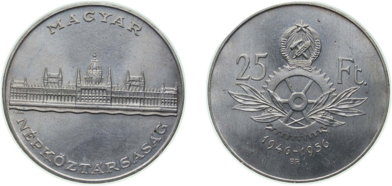 Hungary People's Republic 1956 BP. 25 Forint (10th Anniversary of Forint) Silver...