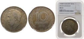 Hungary Republic 1948 BP. 10 Forint (Revolution of 1848) Silver (.500) Budapest Mint (100000) 20g NGC MS 63 KM 538 ÉH 1531 H 2342 Adamo EM2