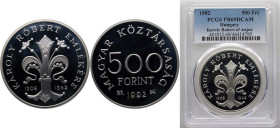 Hungary Republic 1992 BP. 500 Forint (Károly Róbert of Anjou) Silver (.900) Budapest Mint (20000) 28g PCGS PR69 Top Pop KM 686 Schön 193 Adamo EM123...