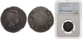 India India - Portuguese colony 1860 GOA 1 Rupia - Pedro V Silver (.917) Goa Mint 11g NGC XF 40 Gomes P5 09 KM 279
