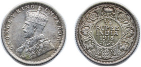 India India - British Raj 1918 ¼ Rupee - George V Silver (.917) Calcutta Mint (50575000) 2.92g UNC KM 518