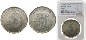 Indonesia Netherlands East Indies Dutch colony 1943 D 2½ Gulden - Wilhelmina Silver (.720) (Copper .280) Denver Mint (2000000) 25g NGC MS 65 KM 331
