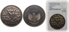 Indonesia Republic 1974 5000 Rupiah (Orangutan) Silver (.500) Royal Mint (43000) 31.65g NGC MS 65 KM 40 Schön 30