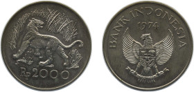 Indonesia Republic 1974 2000 Rupiah (Javan Tiger) Silver (.500) Royal Mint (43648) 25.31g UNC KM 39 Schön 29