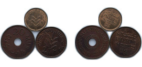 Israel British Palestine British Mandate 1927-1942 Mils (3 Lots) Bronze AU