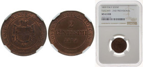 Italy United Provinces of Central Italy Italian states 1859 2 Centesimi - Vittorio Emanuele II (Tuscany) Copper Birmingham Mint (11012300) 2g NGC MS 6...