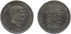 Italy Kingdom of the Two Sicilies Italian states 1856 120 Grana - Ferdinando II (4th portrait) Silver (.833) Naples Mint 27.4g VF KM 370 Dav ECT 175 M...