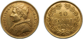 Italy Papal States Italian states 1835 R 10 Scudi - Gregorio XVI Gold (.900) Rome Mint (48450) 17.35g AU KM 1108 Fr 263