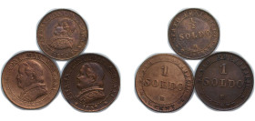 Italy Papal States Italian states 1867 R Soldo - Pius IX (3 Lots) Copper Rome Mint XF