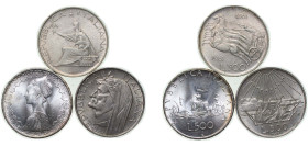 Italy Republic 1961,1965& 1967 500 Lire (3 Lots) Silver (.835) (Copper .165) Rome Mint UNC