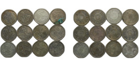 Japan Empire 1923-1936 50 Sen (12 Lots) Silver (.720) VF