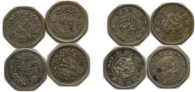 Japan Empire M6-10 (1873-1877) 5 Sen - Meiji (4 Lots) Silver (.800) XF Y 22 JNDA 01-35