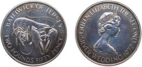 Jersey British dependency 1972 2½ Pounds - Elizabeth II (Silver Wedding) Silver (.925) (24000) 27.1g BU KM 38