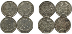 Latvia Republic 1924 1 Lats (4 Lots) Silver (.835) Royal Mint (Tower Hill) (10000000) XF KM 7 Schön 7
