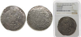Low countries feudal County of Flanders Spanish possession 1654 1 Patagon - Philip IV Silver (.875) Bruges Mint 28.1g NGC XF Damage KM 34 GH 329-6