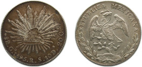 Mexico Federal Republic 1896 Go RS 8 Reales Silver (.903) Guanajuato Mint 27.07g AU KM 377.8