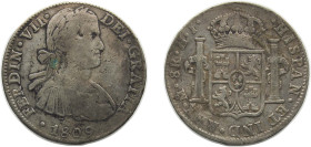Mexico Spanish colony 1809 Mo HJ 8 Reales - Fernando VII Silver (.903) Mexico City Mint 27.02g VF KM 110