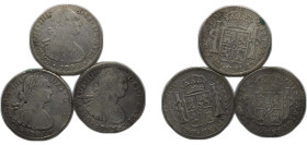 Mexico Spanish colony 1793-1799 Mo 8 Reales - Carlos IV (3 Lots) Silver (.903) Mexico City Mint VF KM 109