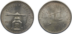 Mexico United Mexican States 1980 Mo 1 Onza Silver (.925) Mexico City Mint (6104000) 33.625g UNC KM M49b