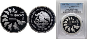 Mexico United Mexican States 1987 100 Pesos (Mariposa Monarca) Silver (.720) Mexico City Mint (28500) 32.625g PCGS PR 69 KM 537