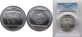Mexico United Mexican States 1993 Mo 5 Nuevos Pesos (Carita Sonriente - 1 oz Silver Bullion) Silver (.999) Mexico City Mint (4500) 31.104g PCGS MS 66 ...