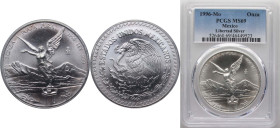Mexico United Mexican States 1996 Mo 1 Onza "Libertad" Silver (.999) Mexico City Mint (280001) 31.1g PCGS MS 69 KM 613