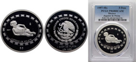 Mexico United Mexican States 1997 Mo 5 Pesos (Jugador de Pelota - 1 oz Silver Bullion) Silver (.999) Mexico City Mint (4500) 31.11g PCGS PR 68 KM 622